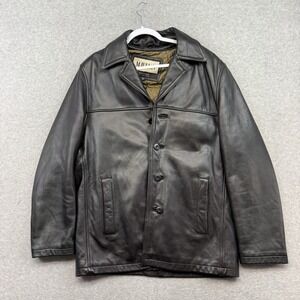M. Julian Wilsons Thinsulate Black Leather Button Lined Jacket Coat Men's M